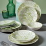 Hermia GBSATN18KY1R41864 Juego de Cena de Porcelana 18 Piezas Verde Pistacho y Blanco Apto Lavavajillas Microondas Servicio para 6 Personas